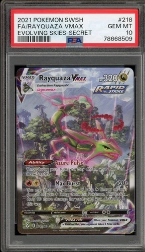 Pokemon Rayquaza VMAX Evolving Skies Secret Rare Full Alt Art #218 PSA 10
