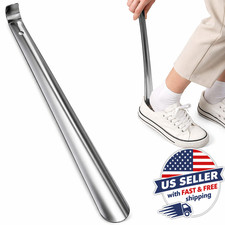 Long Handle Shoe Horn 16.5in Stainless Steel Metal Easy Reach Seniors Men Women