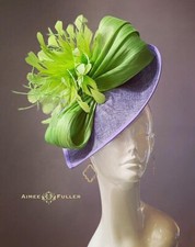 Lavender Hat Kentucky Derby Fascinator Purple Apple Green Silk Ascot Hat Del Mar