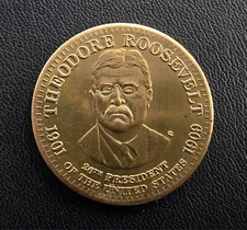 1992 Shell Gas & Oil  Brass 26th President Theodore Roosevelt Commemorative Coin