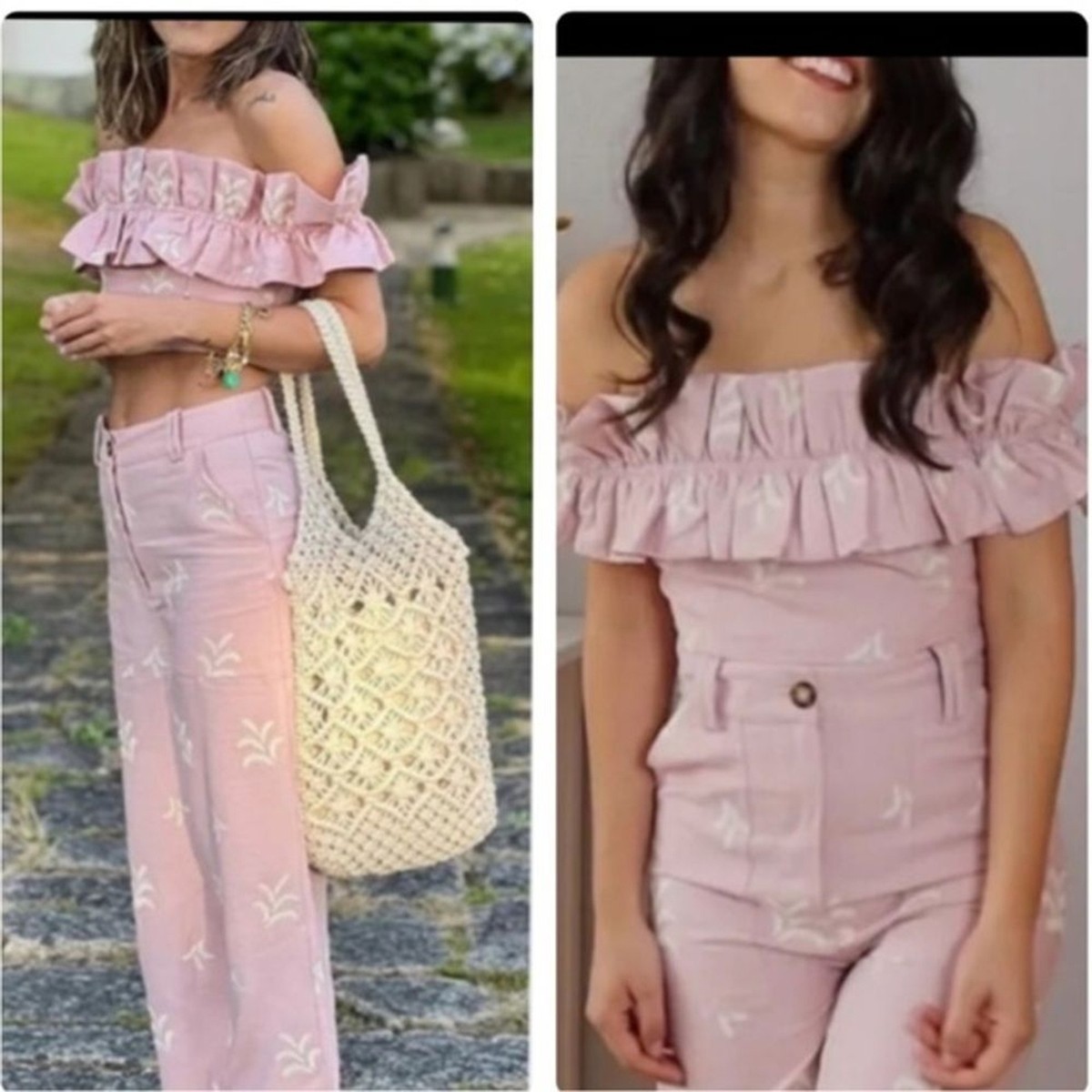 ZARA Embroidered linen blend crop top 2731/083 | eBay