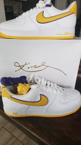 Size 10 - Nike Kobe Bryant x Air Force 1 Retro QS Low Lakers Home - Picture 3 of 5