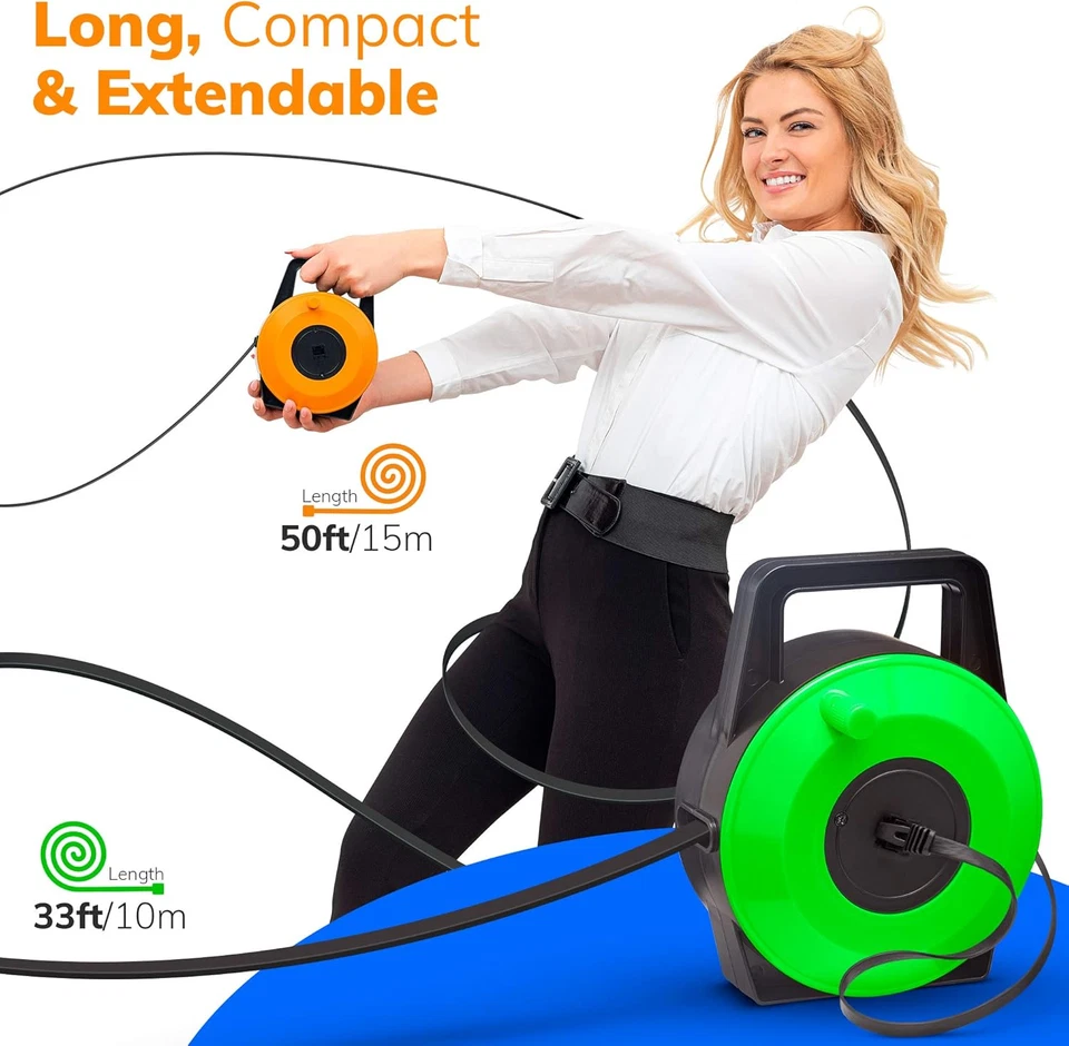 Retractable Network Cable Extender, 50 Feet CAT 6 Ethernet Cable Flat-Portable 1 - Image 3 of 4