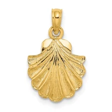 10K Yellow Gold 2-D Scallop Shell Pendant
