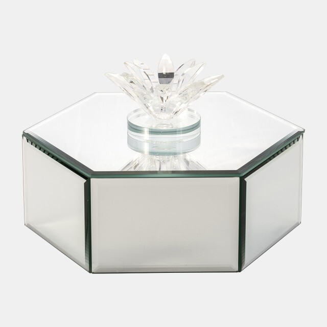 Hexagonal Glass Jewelry Box with Daisy Top for Keepsakes and Gifts-image