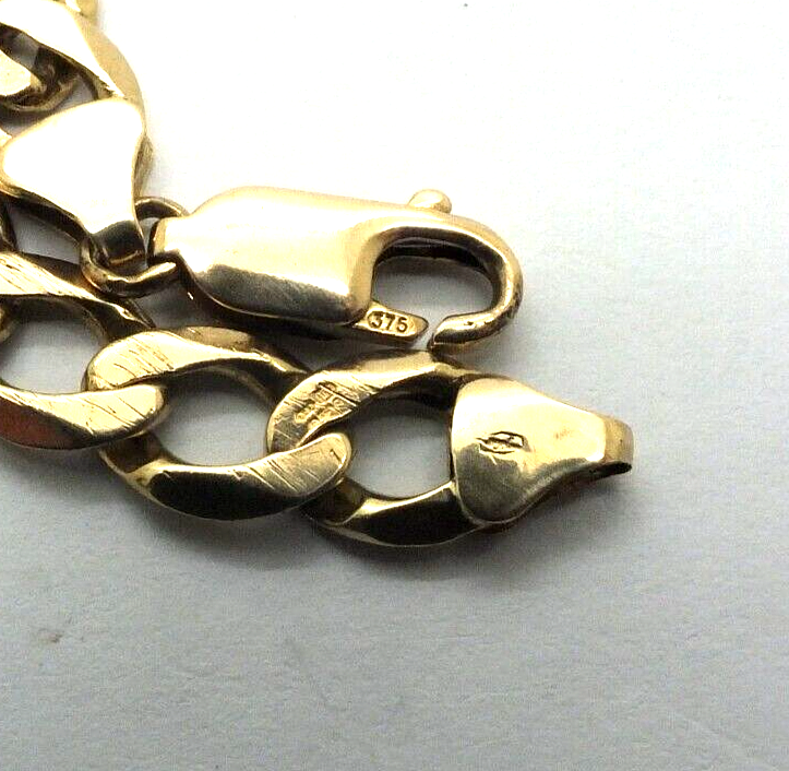 Bracelet Homme En Or Jaune 9 Carats Type Curb Chain - Occasion, Fabrication Italienne