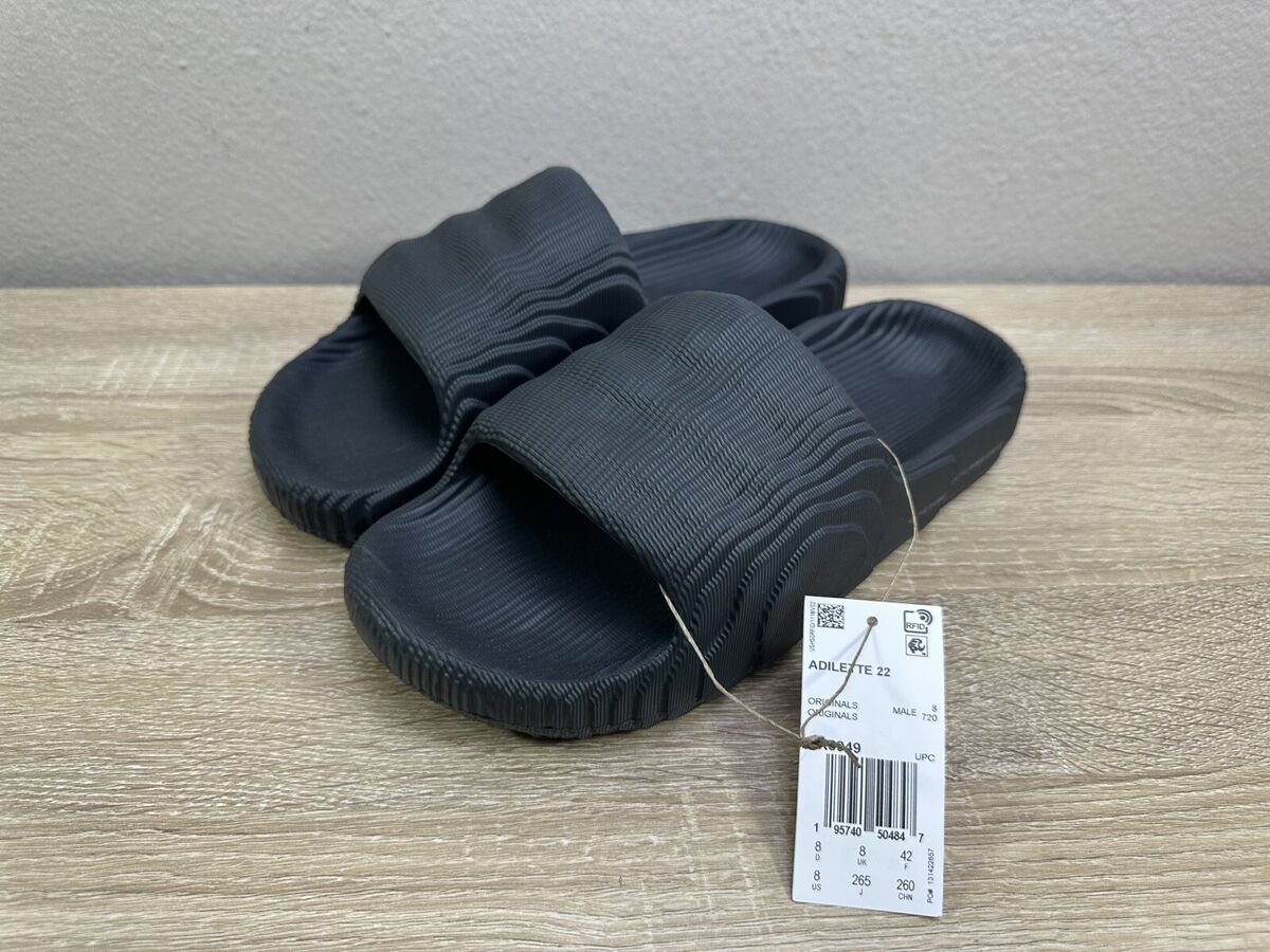 Adidas Adilette 22 - Black/Carbon - Size 8 NEW GX6949 | eBay Adidas Adilette 22 - Black/Carbon - Size 8 NEW GX6949 | eBay