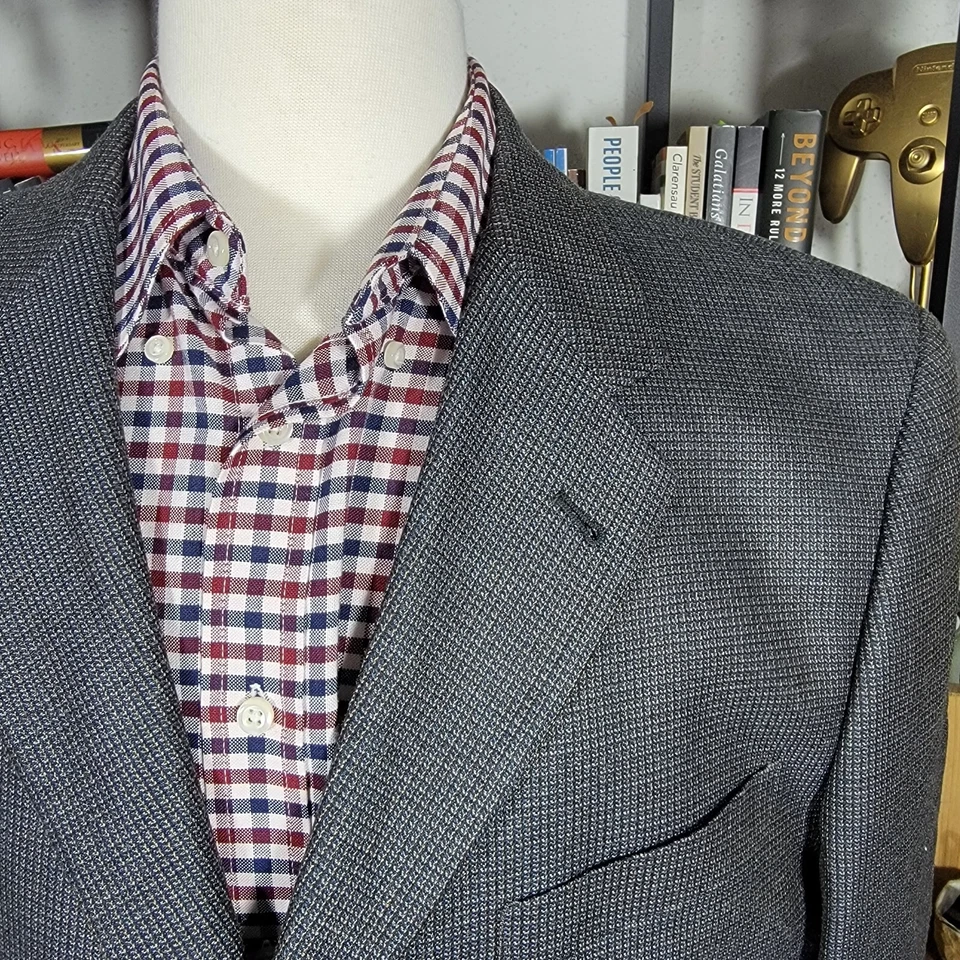 Abrigo Blazer Deportivo Hombre Joseph Abboud MODELO1420/1 Seda Lana Cuadros Talla 42S Foto 4 de 4