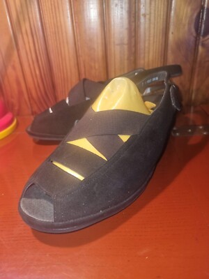 ARA GERMANY BLACK SUEDE/ELASTIC UPPER LINING WEDGE-4CM S41 SHOES RRP $279.00 NEW