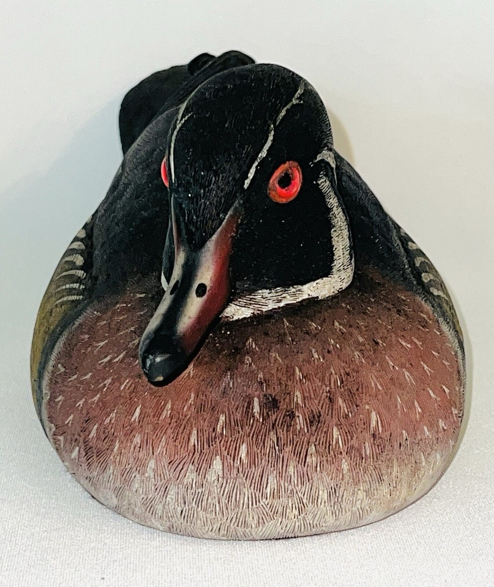 Jules A Bouillet Vintage Drake Wood Duck Decoy Hand Painted Signed