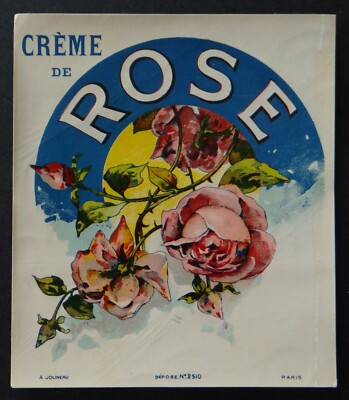 Altes Etikett ROSENCREME Flower Label