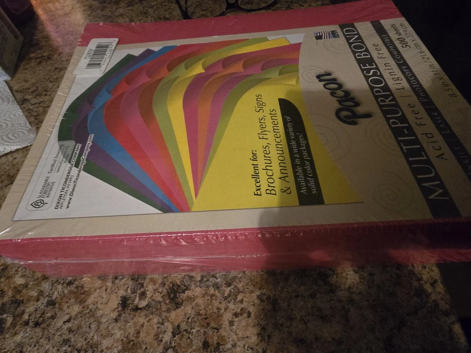 Pacon Kaleidoscope Multipurpose Paper, 24 lbs., 8.5" x 11", Hot Pink, 500/Ream - Image 2 of 4