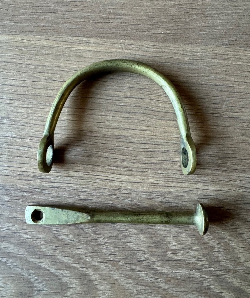 RARE VINTAGE ESTONIAN SAILORS DUFFLE KIT BAG LOCK HANDLE BRASS 1930'S