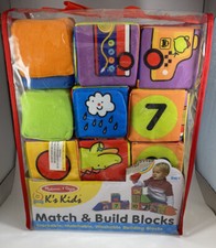 Melissa  Doug K's Kids Match and Build Soft Block Toy Set - Machine Washable