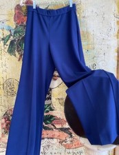 Dennis Basso Blue Regular Luxe Crepe Wide-Leg Pull-On Pants New