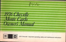1976 Chevelle Monte Carlo Owner's Manual Chevrolet GM Car Automobile Maintenance