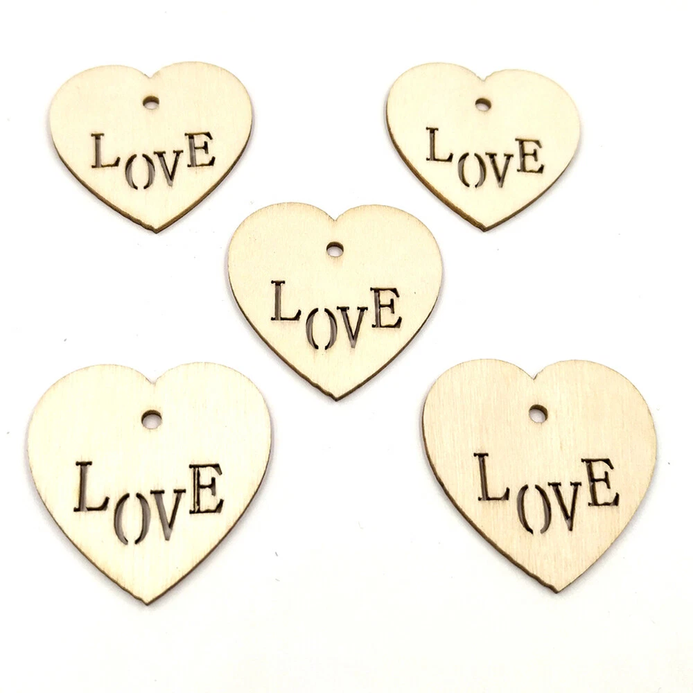 50pcs wooden shapes for crafts wooden cutouts Wooden Hearts, Wood Shapes For Crafts