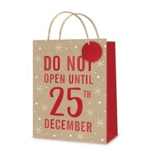Sac cadeau de Noël moyen design kraft rouge ne pas ouvrir