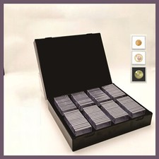 100pcs 40mm Square Plastic Clear Coin Capsules Display Storage Box Holder Case