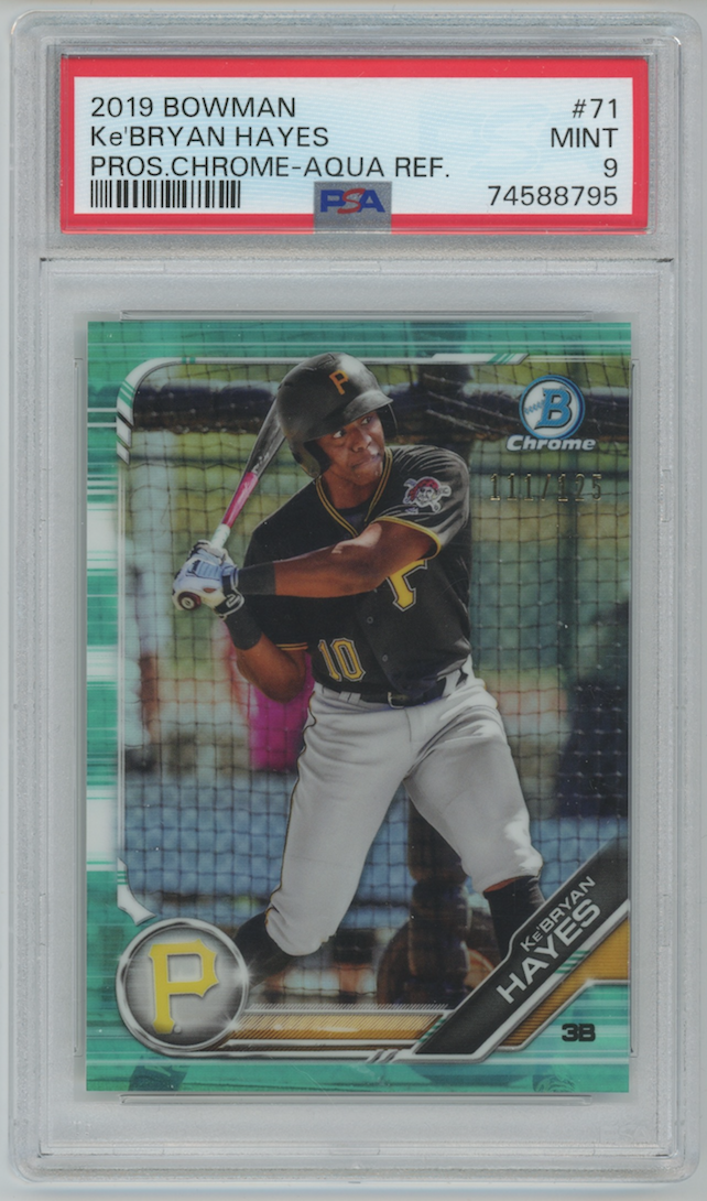 Ke'Bryan Hayes 2019 Bowman Chrome Aqua Refractor RC #71 PSA 9 Mint