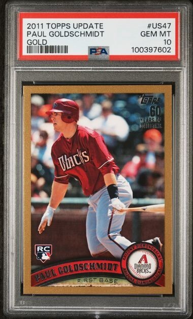 2011 TOPPS Update, #US47, Paul Goldschmidt, ROOKIE, GOLD, #0853, PSA 10 GEM-MT