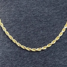 10K Solid Yellow Gold 5mm Diamond Cut Rope Chain 18"-28"