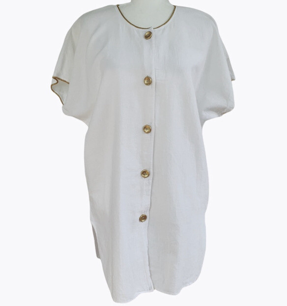 Vintage Wear Abouts Short Sleeve Gold Piping Tunic Women