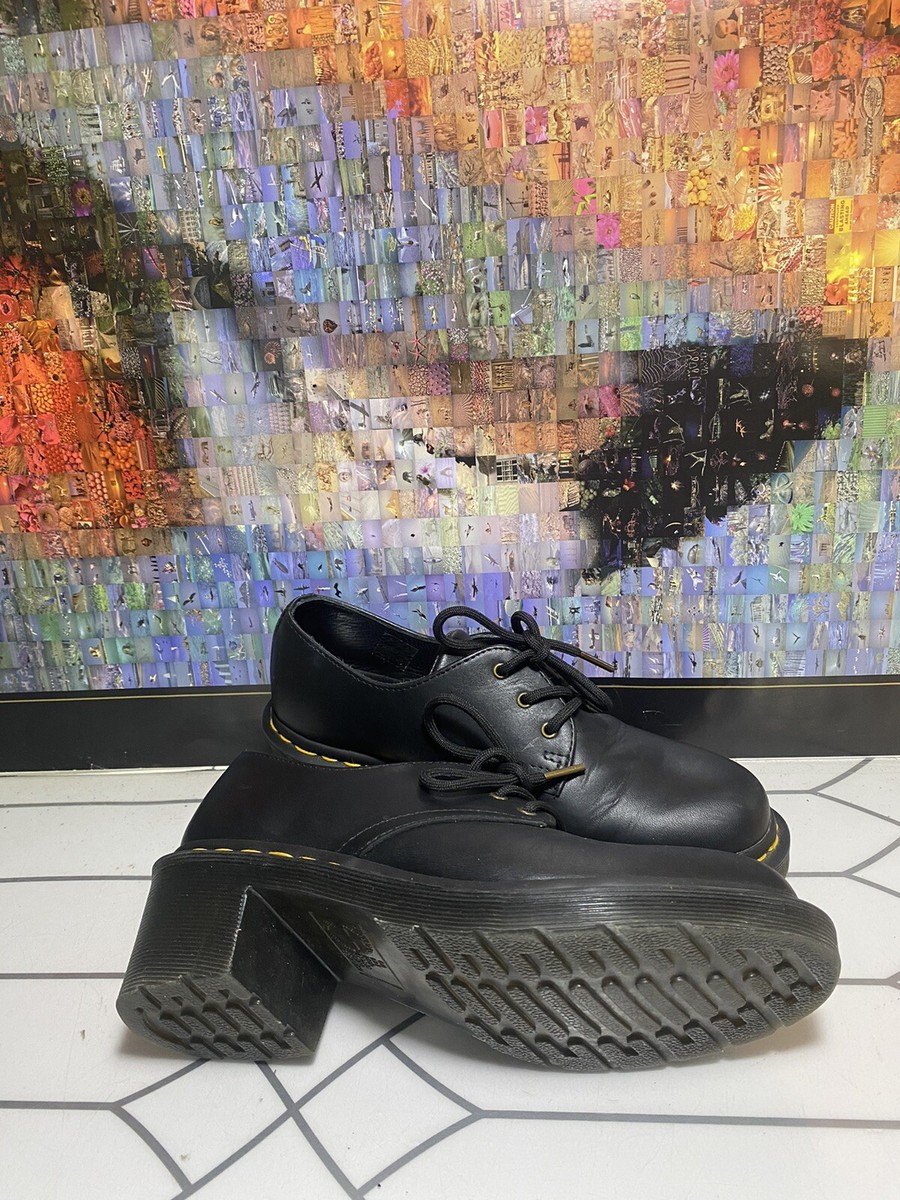 Doc Martens Amory Wanama Black Leather Heeled Shoes Women's