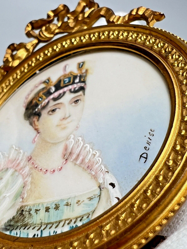 19c. Viktorianische handgemalte Miniaturmalerei Portrait Kaiserin Josephine signiert - Bild 4 von 9