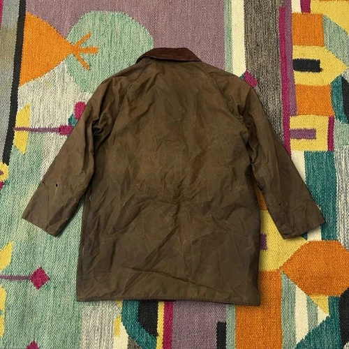 Barbour Beaufort 38 AS IS Waxed Cotton Jacket Khaki Olive England A150 Canvas image 3