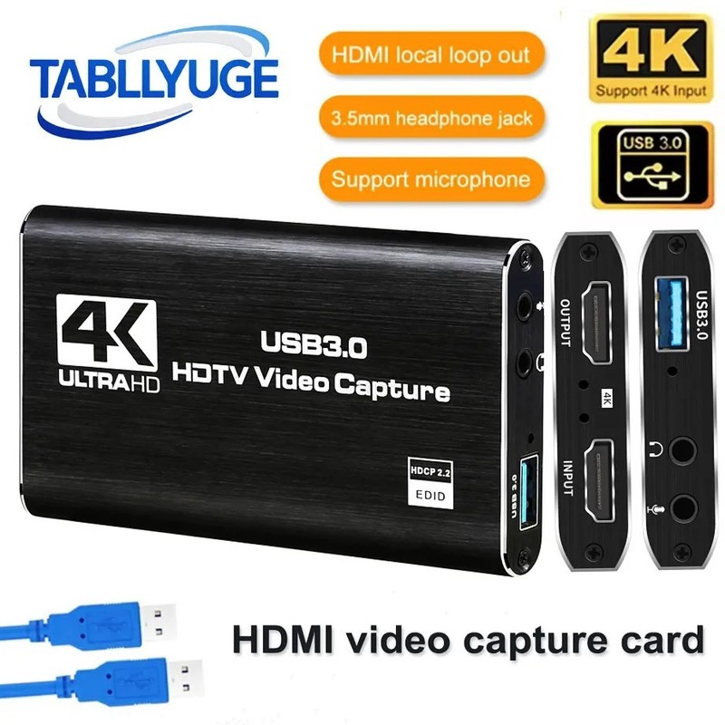 4K USB 3.0 HDMI Video Capture Card – Game Recorder for PC, PS4, OBS Audio