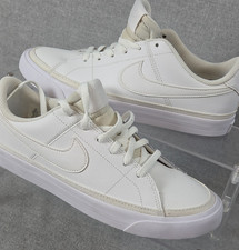 Nike Court Legacy Boys Size 5Y Sneakers Triple White Leather Low Top NEW