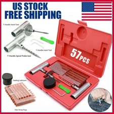 57PCS Car Tire Repair Tool Kit Heavy Duty Flat Tire Repair Kits Plug Patch Truck