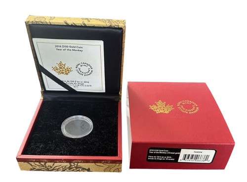 2016 Canada $150 Gold Year of the Monkey Coin Box With Coa NO COIN