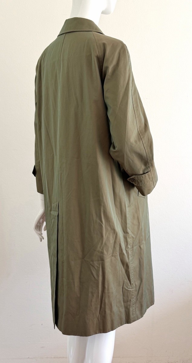 Burberrys Silk Balmacaan Coat Iridescent Green Vintage Car Coat