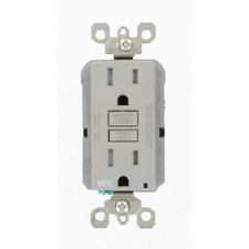 Leviton 15 Amp 125V Duplex Self-Test Tamper Resistant GFCI Outlet, Gray