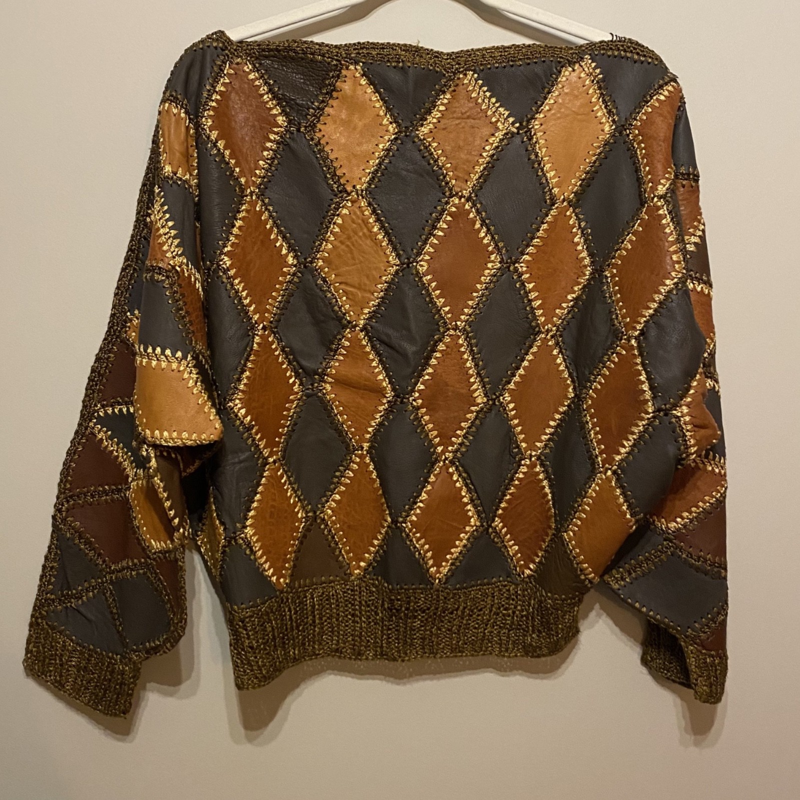 Handmade Leather Pattern-Work Diamond Long Sleeve… - image 3