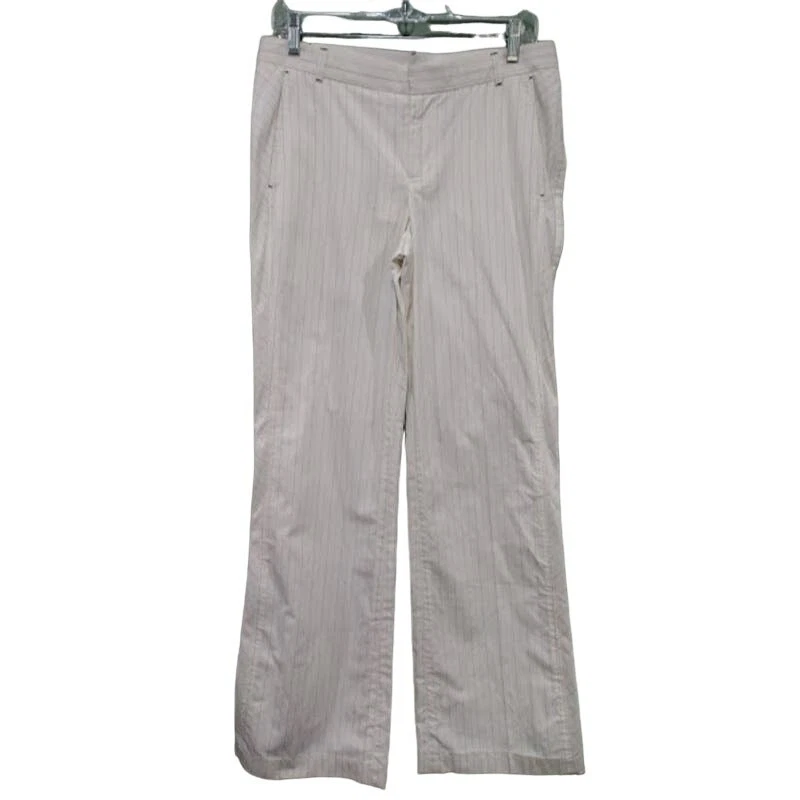 Pantalón Tibi para mujer pierna ancha a rayas, crema/gris, talla 6