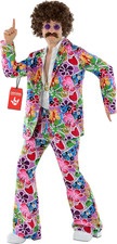 Costume Hippie Uomo Anni 70 – Vestito Psichedelico Con Giacca E Pantaloni Zampa 