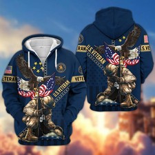 American Flag Veterans 3D All Over Print Hoodie Zip