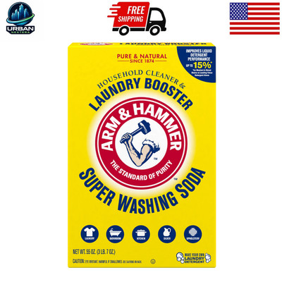Arm & Hammer Super Washing Soda Detergent Booster & Household Cleaner, 55oz.