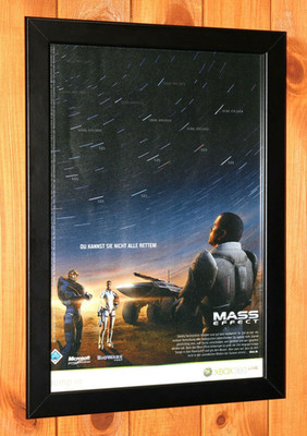 2007 Mass Effect PS3 Xbox 360 Old Promo Werbeblatt Poster / Ad Page Framed