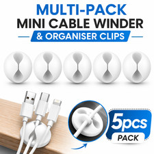 5Pack Mini Cable Winder Clips USB Charging Cable Organiser Cord Holder Desk Tidy