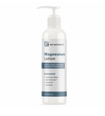 M3 Naturals Magnesium Lotion for Muscle Cramps and Restless Legs, 8 fl oz - NEW!