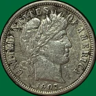 1907-D Barber Dime Choice Extremely Fine XF+ Coin #36445