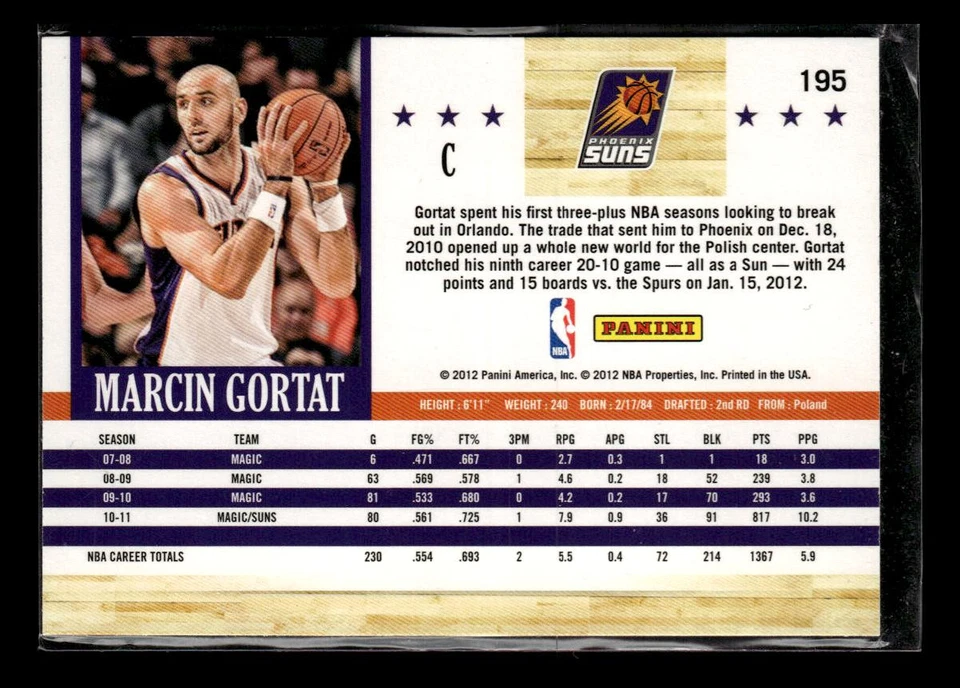 2011-12 NBA Hoops Marcin Gortat #195 IN PERSON AUTO! - Image 2 of 2