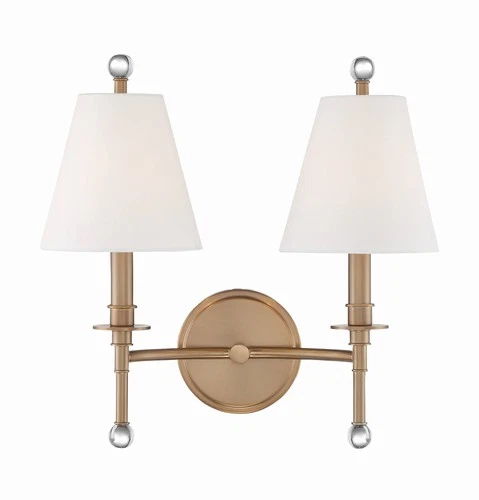 Crystorama Riverdale 14 1/2"H Aged Brass 2-Light Wall Sconce - Picture 3 of 6