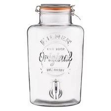 Kilner 2.1 Gallon Drink Dispenser, Large Glass Beverage Jar with Stainless