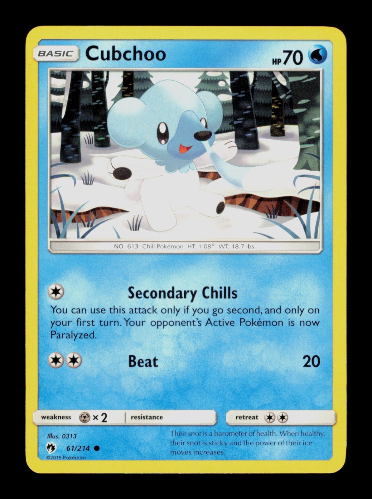 Cubchoo 61/214 Pokemon Lost Thunder Trading Card TC