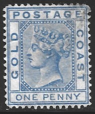 Gold Coast, Scott #5, 1p Queen Victoria, Wmk 1, Used